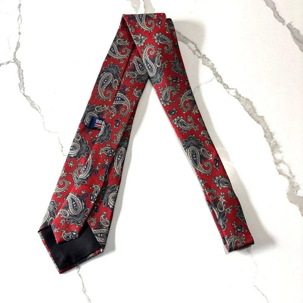 VINTAGE Brittania Brittsport Men's Neckties RED PAISLEY Black Polka Dot Set of 2